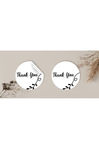 anka design 48 Pieces of Coated Sticker - Packaging and Shipping Label (4X4Cm) - Thank You