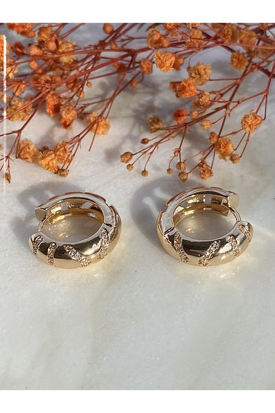 Disba Accesories Modern Zircon Stone Special Production Hoop Earrings