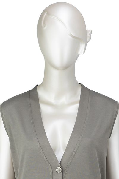 Oppland Glorya Women's Vest - Combed Cotton Fabric, Solid Color, Long Sleeve, Pocket, Comfortable Fit Without Lycra