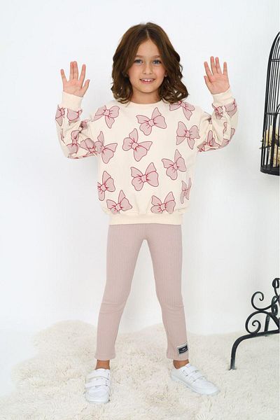 My Kids Wear Bow Patterned Two Thread Set for Girl
