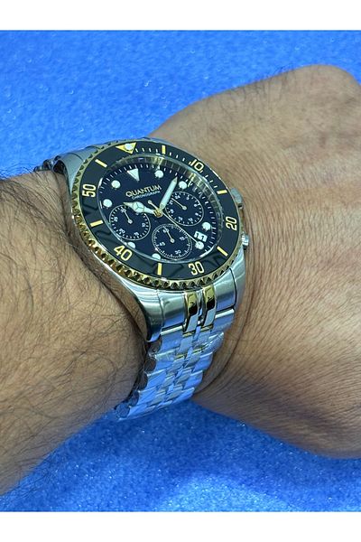 Quantum Povertech Gold & Silver Special Series - 100% Steel Ceramic Bezel and Dial, "Choronograph" 100m 45 mm
