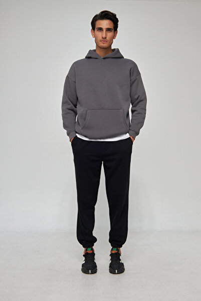 MRS CLOTHING سويت شيرت رجالي من القطن المدخن ذو الياقة العادية للجنسين مع تفا...