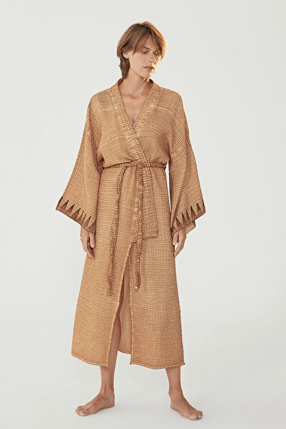 CAN ÇAPAR Καφέ Κιμονό Μπουφάν