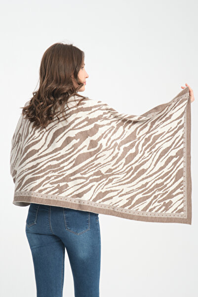 VEGA MODA Άνετο πλεκτό σάλι ώμου με σχέδιο Zebra - Γυναικείο σάλι διπλής κατεύθυνσης