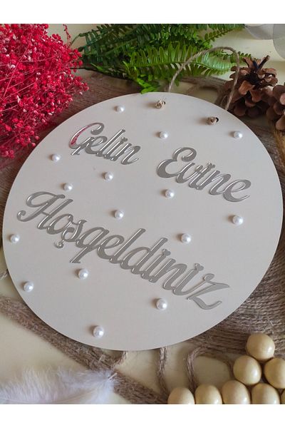 fabrikahşap Cream Backdrop - Welcome to the Bride's Home Pearl Door, Decoration Wedding Engagement Promise Special Day
