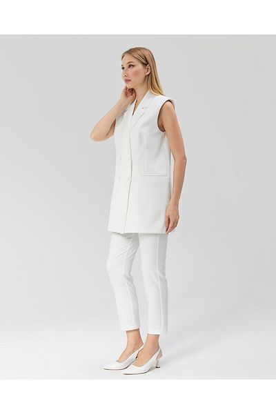 Appleline White Women's Vintage Vest - Buttoned