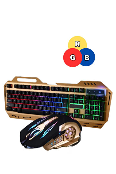 Genel Markalar Mekanik Hisli Led Işıklı Gaming Oyuncu Klavye Mouse Seti Mouse Pad Hediye