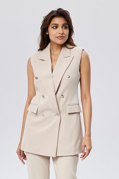 Appleline Vestă clasică vintage pentru femei - cu nasturi, BEIGE