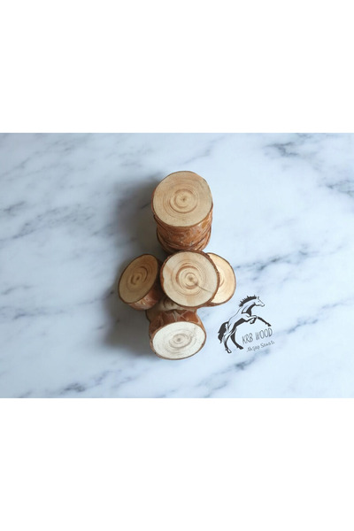 Krb Ahsap Krb Ahşap 5-6 Cm 10'lu Kütük Dilimi, Ağaç Dilimi, Doğal Kütük, Etki...