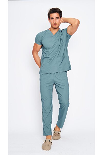 AVICEN'S Erkek Yarasa Kol Petrol Doktor ve Hemşire Üniforması Takım