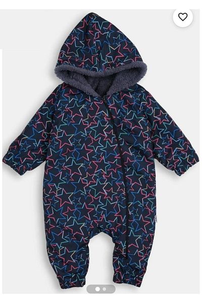 Sare Çocuk Giyim Navy Blue Star Patterned Waterproof Baby Onesie - Welsoft Texture, Astronaut Winter