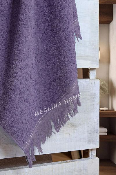 Meslina Home 80x160 Μωβ Πετσέτα Μπάνιου - Μεγάλη Πετσέτα με κρόσσια hs-banyotek