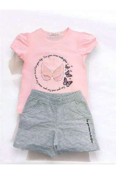 Zekids Girl's Cotton Butterfly Shorts Suit