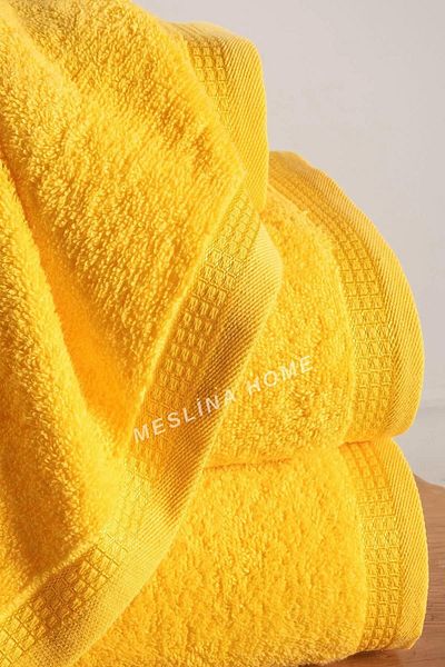 Meslina Home 4 részes fürdőszett - 100% pamut fürdőlepedő készlet, sárga