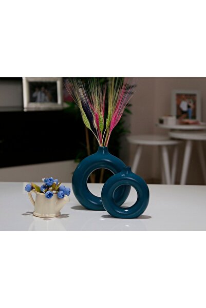 Genel Markalar Halka Vazo Bohem Vazo 2 Li Set Marine Blue
