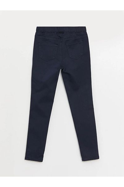 LC Waikiki Lcw Kids Dark Navy Blue Elastic Waist Slim Fit Girls' Trousers