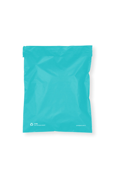 AMBALAJ PAZARI Cepsiz Turkuaz Kargo Poşeti 30x37+5 Cm - 100 Adet
