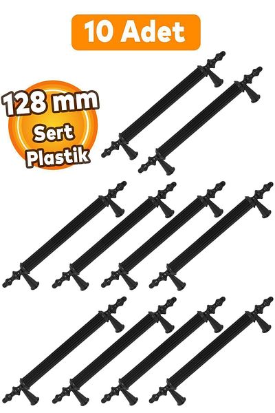 Badem10 (PLASTIC HARD) Polavit 128 Mm Mobilier Negru Sertar Bucătărie Dulap Mâner Dulap Mâner Mâner 10 buc