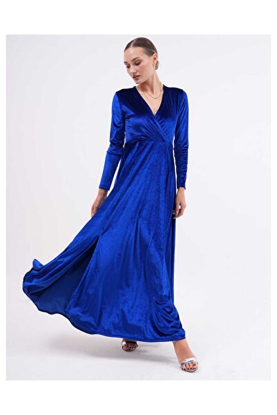 CİXAPLE Abiye Yırtmaçlı Kadife Elbise