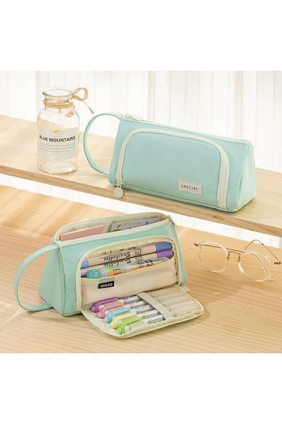 Streak Turquoise Color Travel Stationery Accessory Makeup Bag - Pencil Case & Desk Organizer