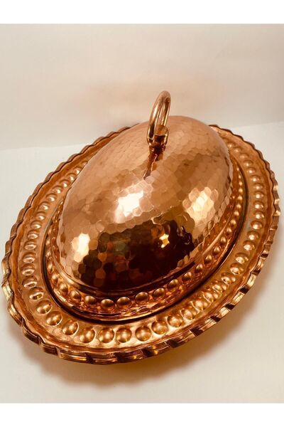 kuyaş Bakircilik El Yapımı Bakır Kayık Iskender Tabak Kapaklı,bakır Sunumluk ,bakır Kebablık 32*23cm