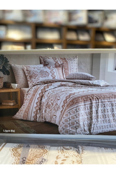 Çapa Home Ligya Bej %100 Pamuk Çift Kişilik Nevresim Takımı Çapa Home
