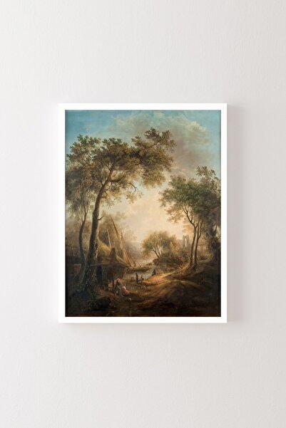 epiqart Καλοκαιρινό τοπίο με μακριά δέντρα - Λευκό πλαίσιο