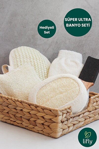 lifly Süper 6'lı Banyo Lifi Seti - Kabak Ve Sisal Banyo Kesesi - Çeyizlik Ban...