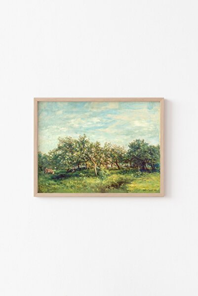 epiqart Elma Çiçekleri - Ahşap Desenli Çerçeve