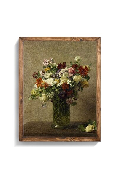 epiqart Çiçekler Ahşap Desenli Derin Çerçeve