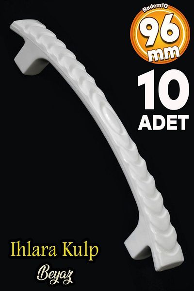 Badem10 (PLASTIC HARD) Ihlara 96 Mm Mobilier Alb Bucătărie Sertar Dulap Mâner Mâner Mânere 10 Buc