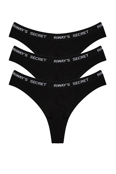 riways secret Cotton Waistband Elastic Thong 3 Pack