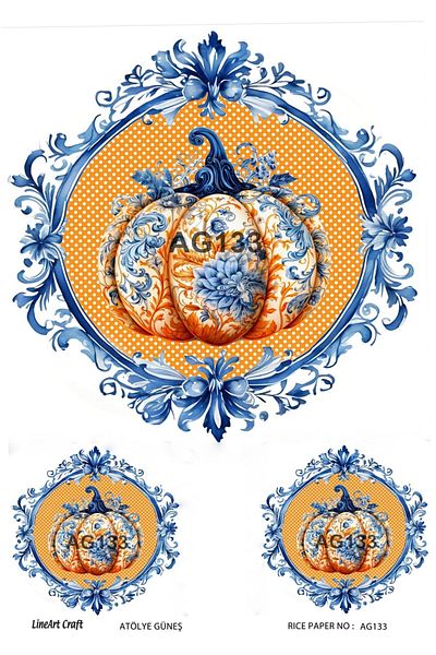 LİNEART Brass Patterned Lineart Decopage Paper - La-Ag133