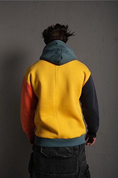 Sunlit Collections Kadın Erkek Unisex Renkli Kalın Içi Polarlı Oversize Sweatshirt