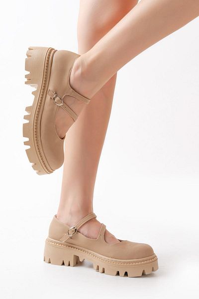 Aymood 868-756 Nut Pantofi casual cu talpă înaltă