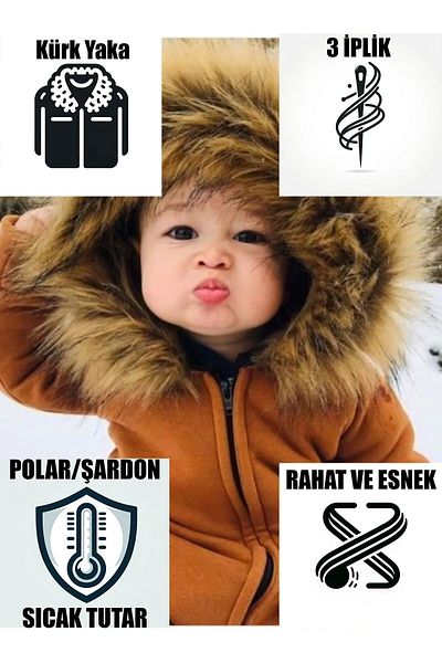 Ares Kids Fashion Fur Collar Hooded Fleece Inside Jumpsuit Clothing for Baby and Children Boys and Girls Holiday Gift