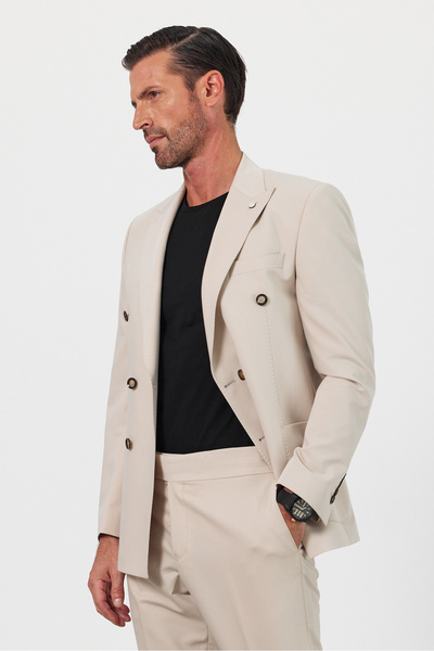 Terziayhan Ανδρικό κοστούμι με διπλό στήθος - Κολάρο χελιδονοουράς, διπλό σκί...