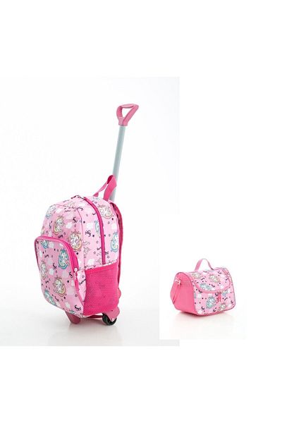 My Easy Shop Set geantă cu roți și cutie de prânz cu racletă pentru grădiniță și uz zilnic