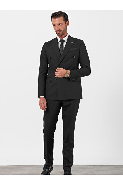 Terziayhan Striped Slimfit Men's Suit - Swallow Collar, Double Slit