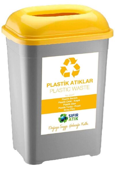 DEEMBRO Plastik Atık Kutusu 50 Lt Geri Dönüşüm Kutusu Atık Kovası Büyük Boy P...