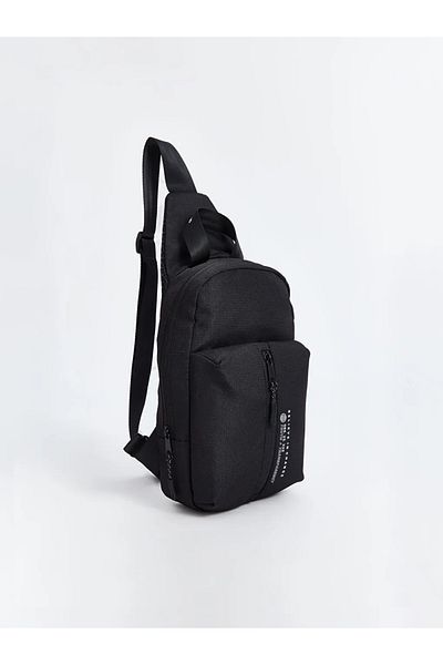 LC Waikiki Lcw Accessories - Text Printed Black Men's Chest Bag