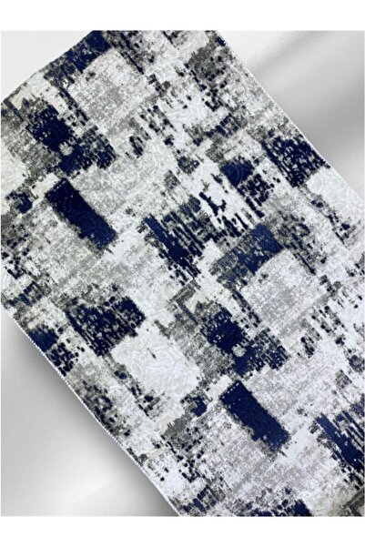 Dinarsu Halı Safir Desen Mavi Renk Kesme Kaymaz Taban Halı Yolluk