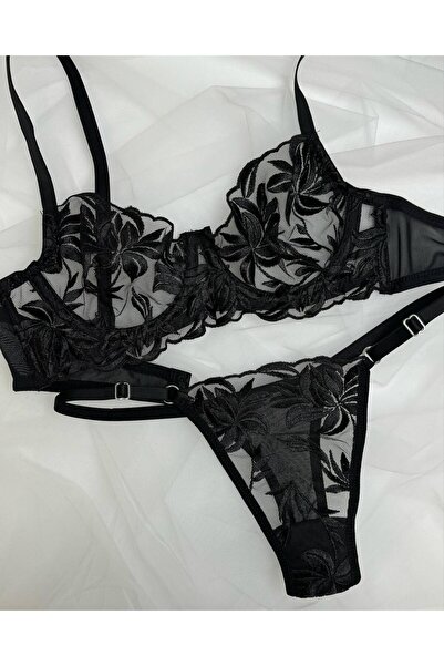 Noche De Luz Set bralet cu sârmă cu dantelă transparentă