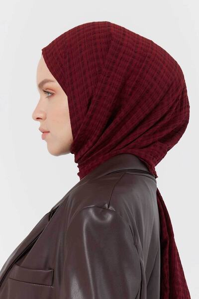 Modakaşmir Misto Pamuk Serisi Bordo Rengi Şal