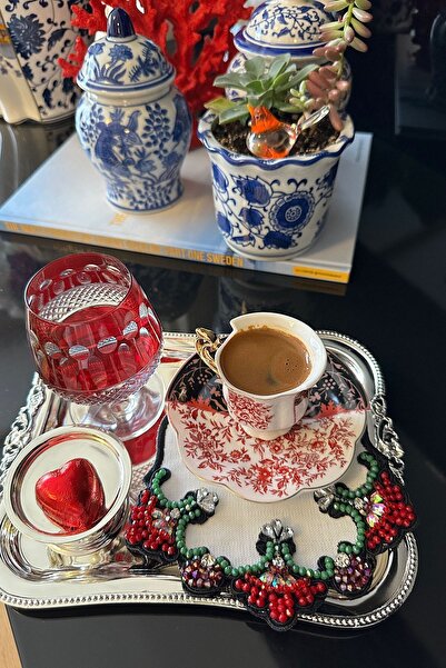 bibashka Kırmızı Kristal El Işi 2li Kokteyl Peçete