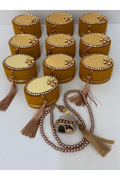 çeyizlik setim 10 Pieces in Velvet Box - Zikrmatik and Rosary Set
