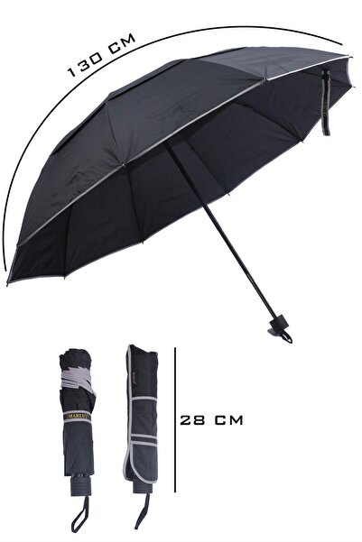 Kemer Dünyası Katlanır Manuel Özel Protokol Boy Kaliteli Siyah Şemsiye