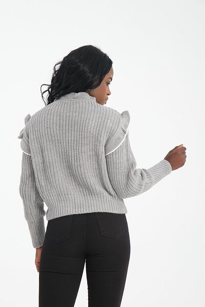 İLKCET MODA Pulover Costalgie cu Volane - Detaliu Legare