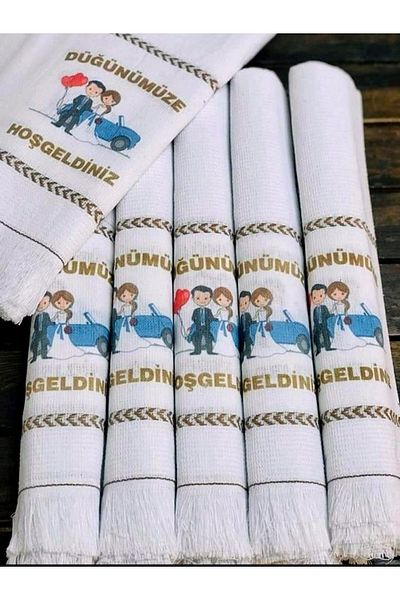 yörük tuhafiye Wedding Towel Car Towel, Convoy Towel 12 Pieces Packed Bride and Groom Model