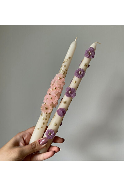 STUDIO SOI CANDLE&MORE 24 Fall El Yapımı kabartma çiçekli mum seti